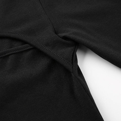 Sexy Straps Navel Long Sleeve T Shirt - Anagoc