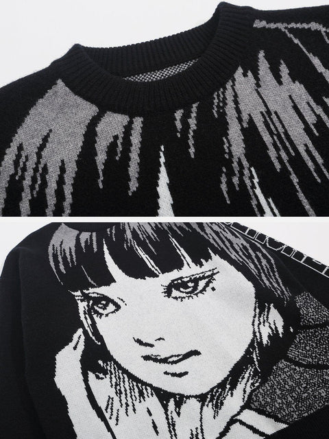 "Tomie" Cartoon Knit Sweater - Anagoc
