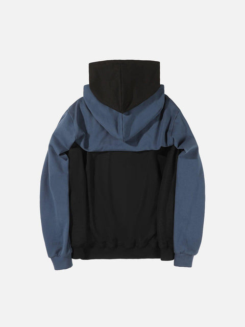 Patchwork Sleeve Fake Two Hoodie - Anagoc