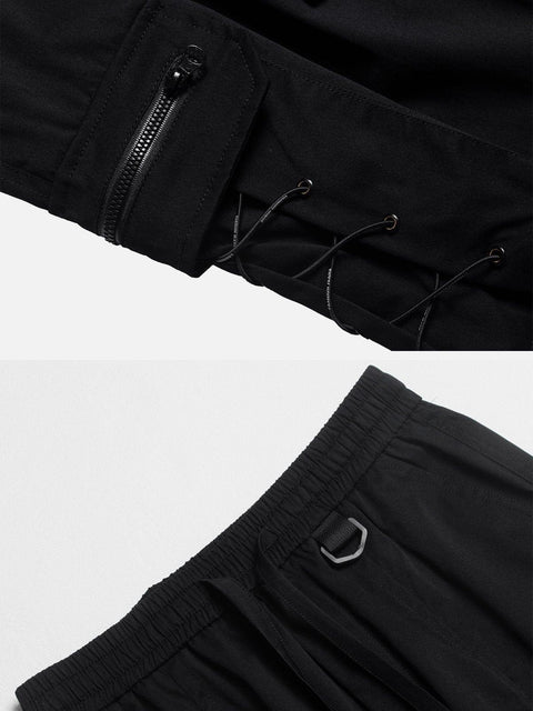 Rope Pocket Drawstring Skinny Cargo Pants - Anagoc