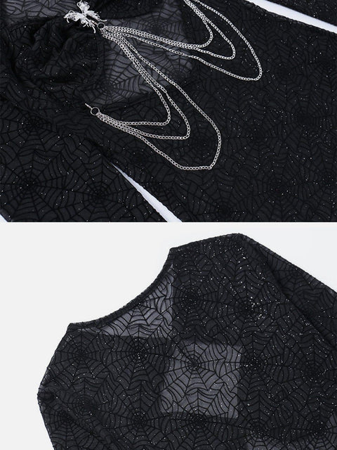 Chain Hollow Spider Web Dress - Anagoc