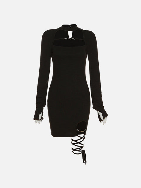 Hollow Leg Streamers Dress - Anagoc