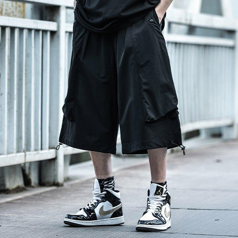 Function Belt Oversized Wide Leg Shorts - Anagoc