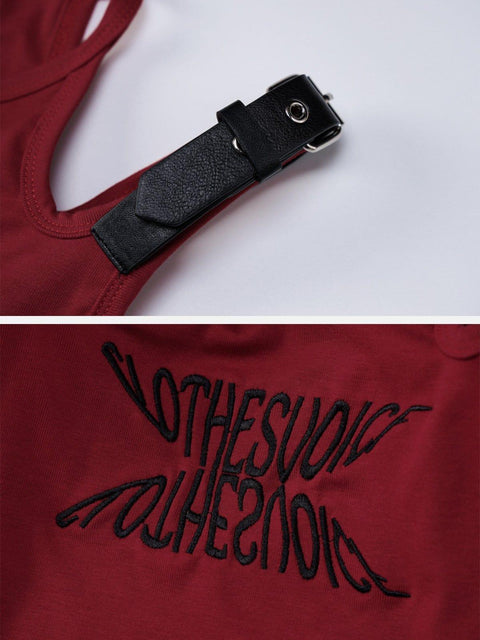 Hollow Belt Shoulder Buckle Vest - Anagoc