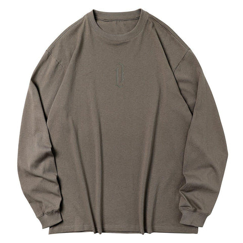 Solid Color Label Embroidery Sweatshirt - Anagoc