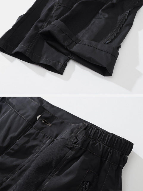 Patchwork Zip Up Straight Cargo Pants - Anagoc