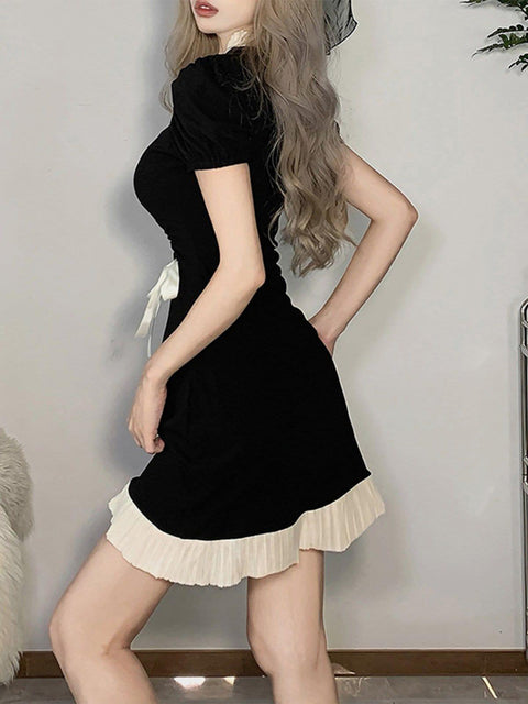 Bow Tie Ribbon Dress - Anagoc