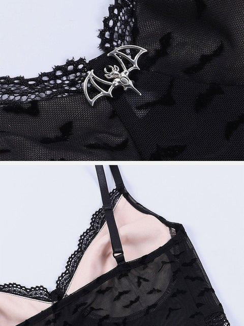 Lace Bat Pattern Vest - Anagoc