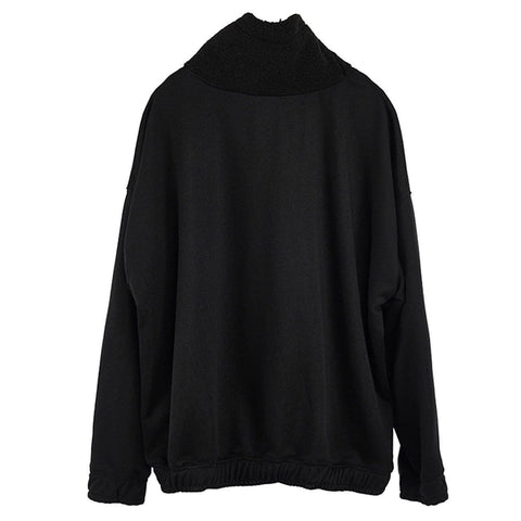 Dark Sherpa High-neck Drawstring Sweatshirt - Anagoc