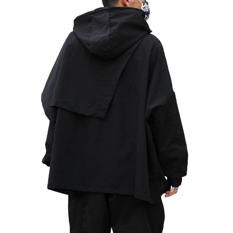 Dark Fake Two Irregular Oversized Hoodie - Anagoc
