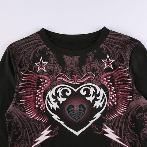 Love Totem Print Long Sleeve T Shirt - Anagoc