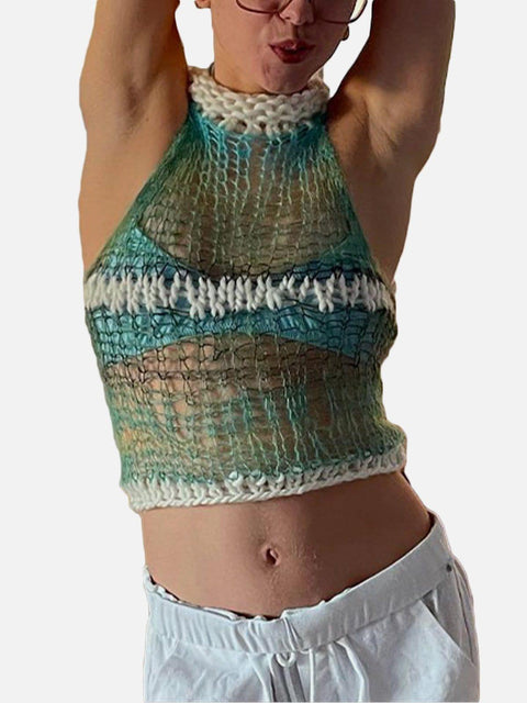 Contrasting Colors Vest - Anagoc