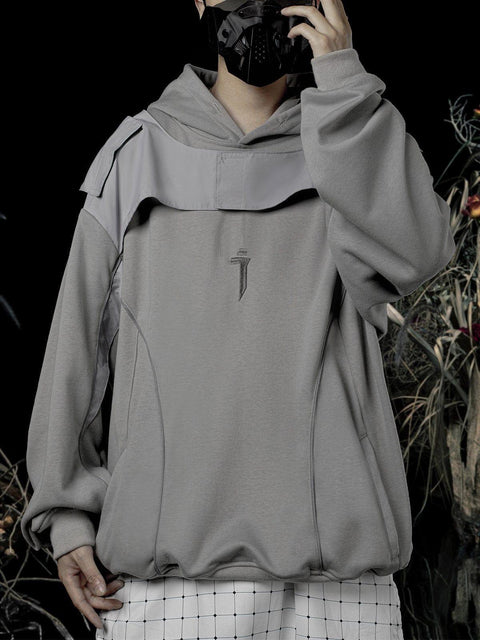 Patchwork Reflective Strip Hoodie - Anagoc