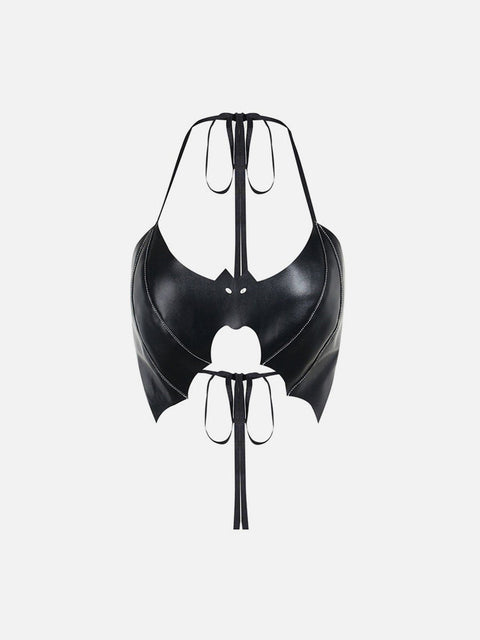 Bat Leather Halter Vest