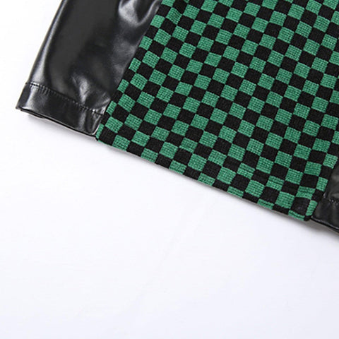 Chain Plaid PU Vest - Anagoc