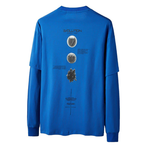 Fake Two Cell Evolution Print Sweatshirt - Anagoc