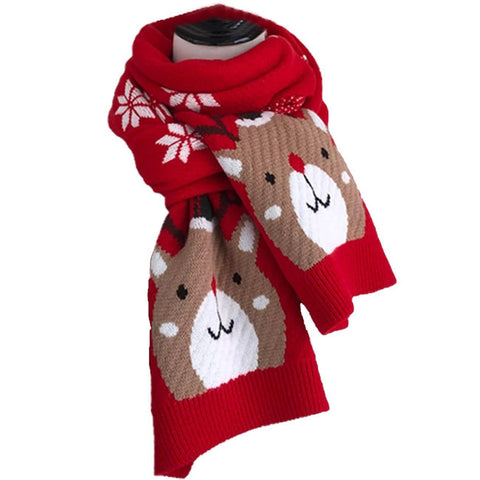 Fawn Snowflake Christmas Knit Scarf - Anagoc