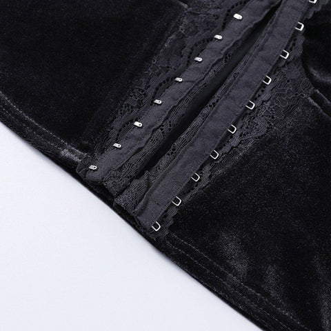 Dark Backless Lace Vest - Anagoc