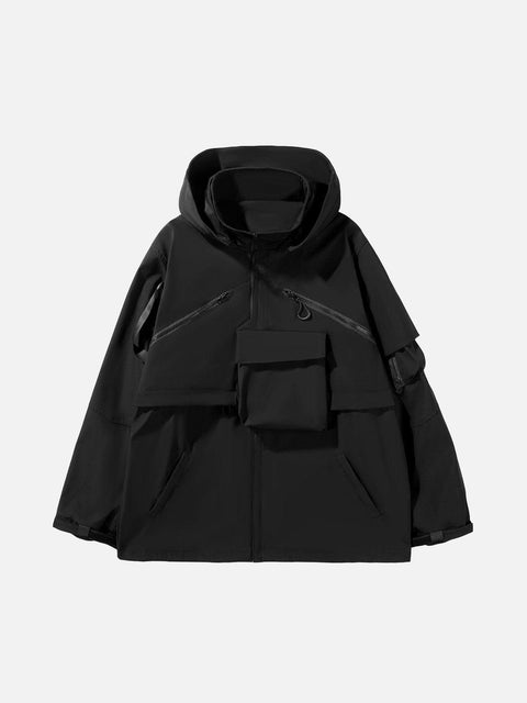 Detachable Patchwork Pocket Jacket - Anagoc