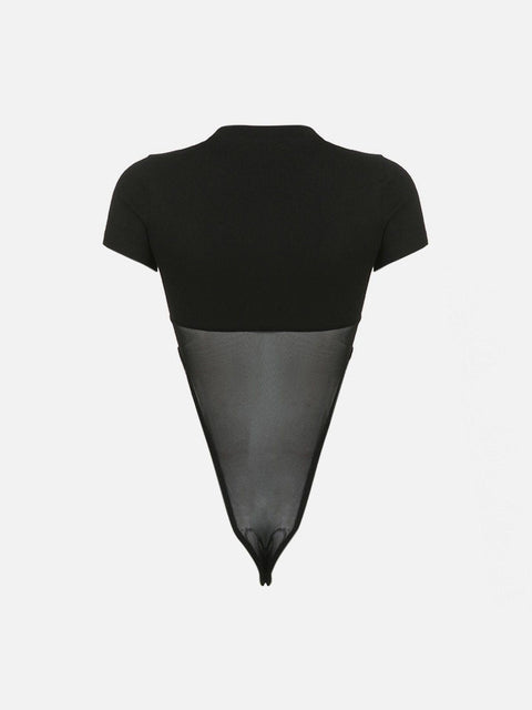 Solid Color Stitching Perspective Jumpsuit - Anagoc