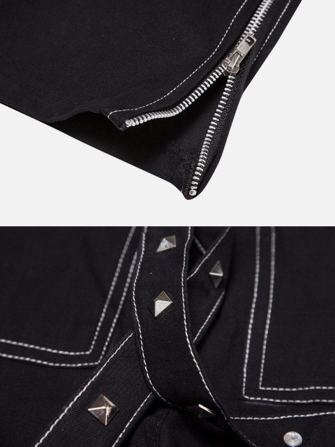 Punk Open Thread Chain Pants - Anagoc