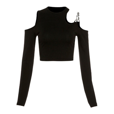 Sexy Off The Shoulder Long Sleeve T Shirt - Anagoc