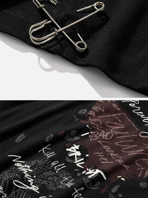 Paper Clip Letters Print Tee - Anagoc