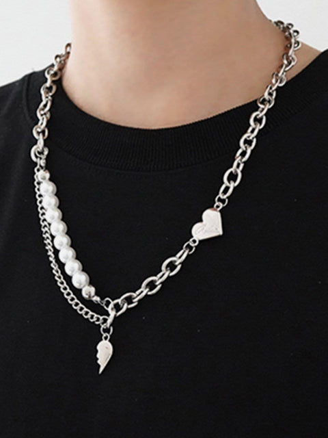 Wings Heart Pearl Necklace - Anagoc