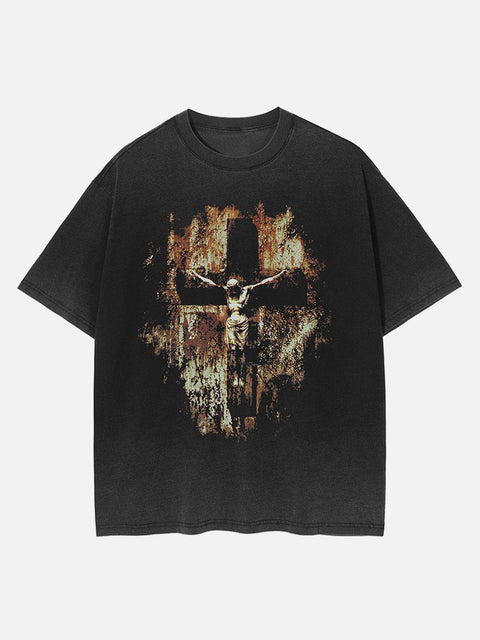 Flame Cross Prisoner Graphic Tee - Anagoc