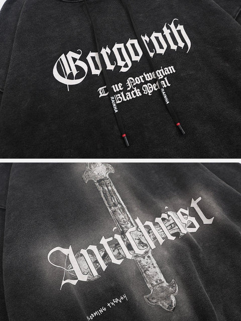 Cross Washed Hoodie - Anagoc