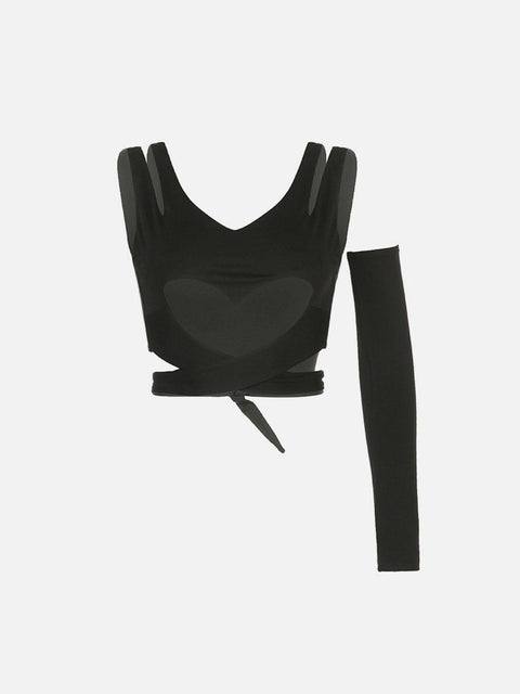 Heart Hollow Short Sleeve Shirt - Anagoc