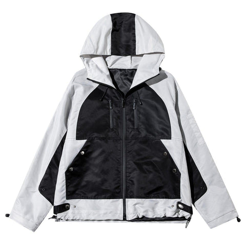 Functional Patchwork Multi Pockets Hooded Jacket - Anagoc
