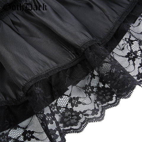 Sexy Short Bow Decorated Lace Pleated Skirt - Anagoc