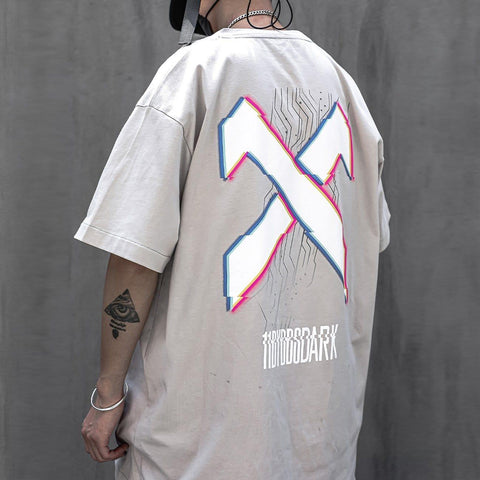 Multicolored Letter X Print Tee - Anagoc