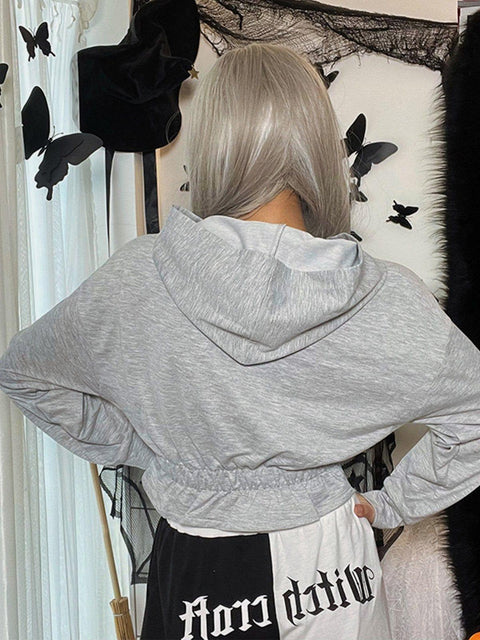 Gothic Letters Graffiti Cropped Hoodie - Anagoc