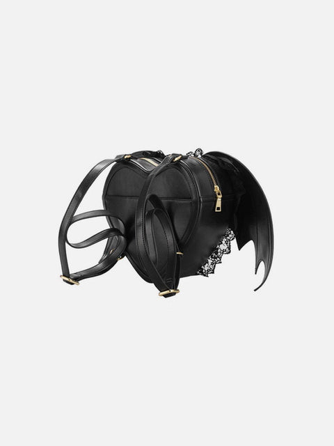 Bat Wings Heart Zip Up Backpack - Anagoc