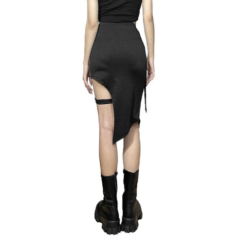 High Waist Irregular Slit Skirt - Anagoc