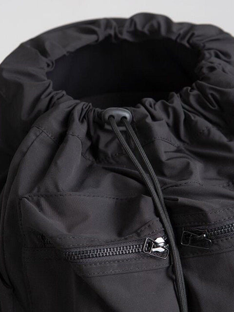 Function Drawstring Multi Pockets Nylon Backpack - Anagoc