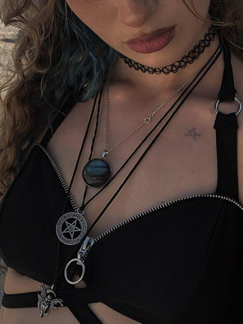 Zip Up Ribbon Vest - Anagoc