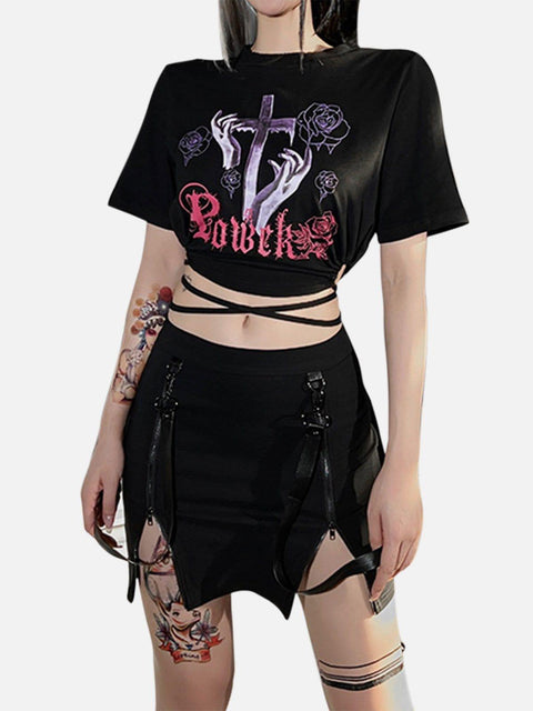Gothic Cross Short Sleeve T Shirt - Anagoc