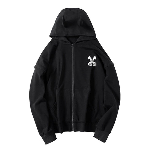 Techwear Devil Horns Cardigan Hoodies - Anagoc