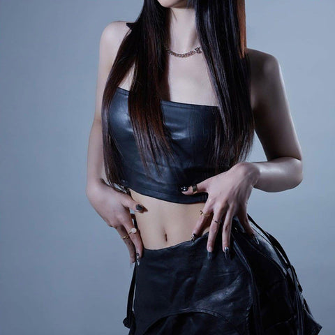 Zipper Strap PU Vest - Anagoc