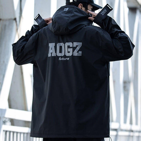Half Zip Ninja Functional PU Hooded Jacket - Anagoc