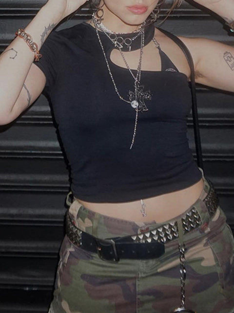 Hollow Short Sleeve Shirt - Anagoc