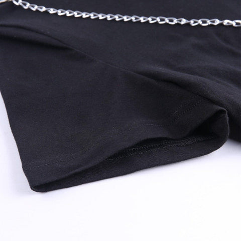 Irregular Chain Short Sleeve T Shirt - Anagoc