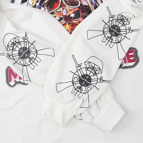 Vicious Monster Print Sweatshirt - Anagoc