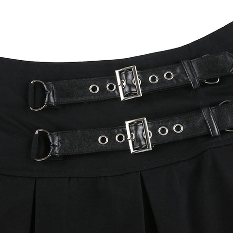 Dark Babes High-waisted Leather Pleated Skirt - Anagoc