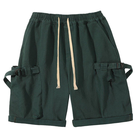 Drawstring Pocket Embroidery Shorts - Anagoc