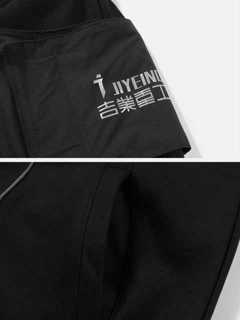 Patchwork Reflective Strip Hoodie - Anagoc