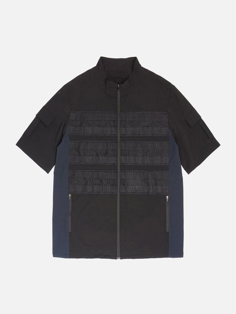 Patchwork Zip Up Function Short Sleeve Shirt - Anagoc